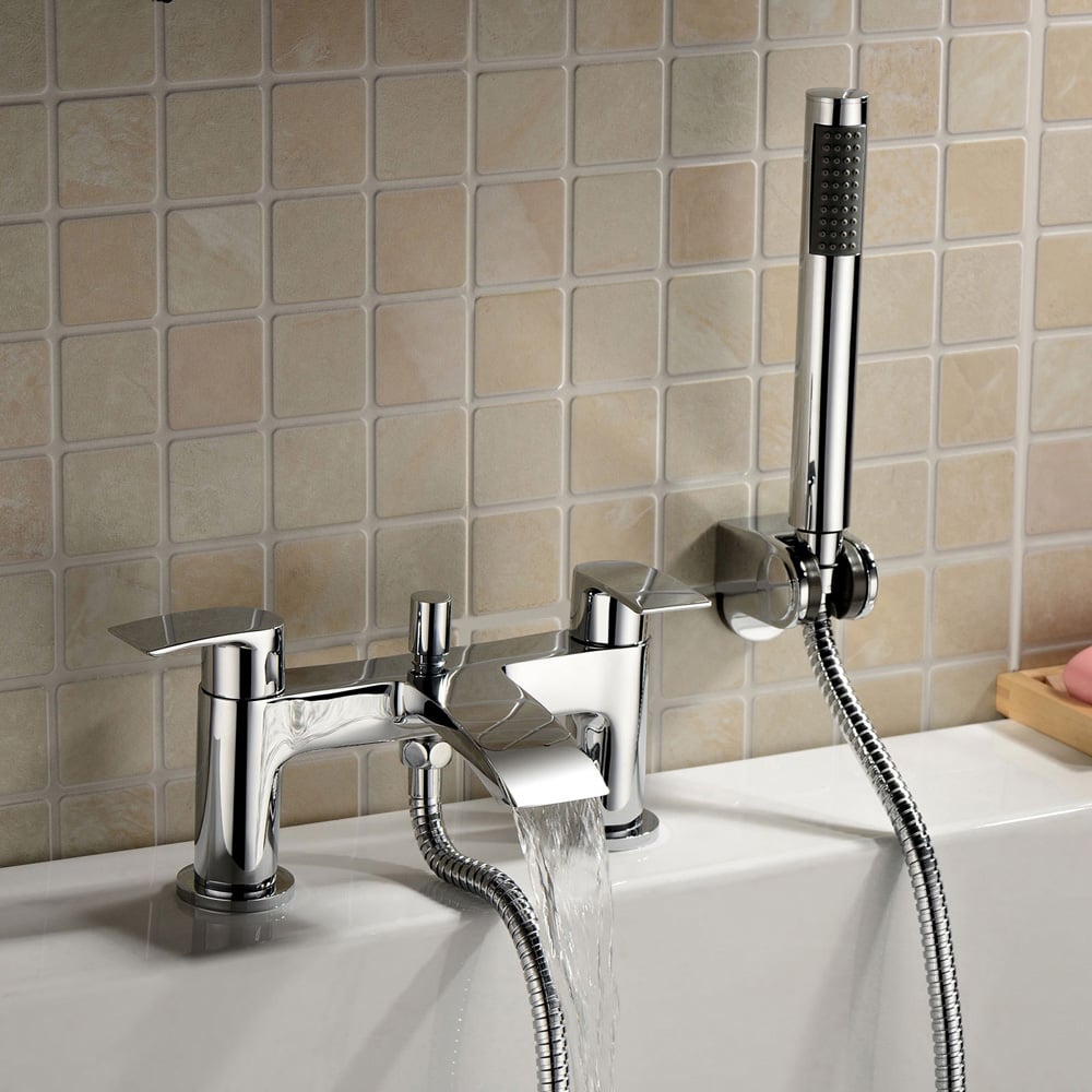 Nes Home Libra Waterfall Chrome Bath Shower Mixer Pack and Basin Mixer Tap with Waste Image 2