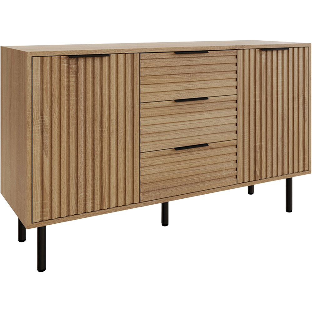 GFW Nervata 2 Door 3 Drawer Oak Sideboard Image 2