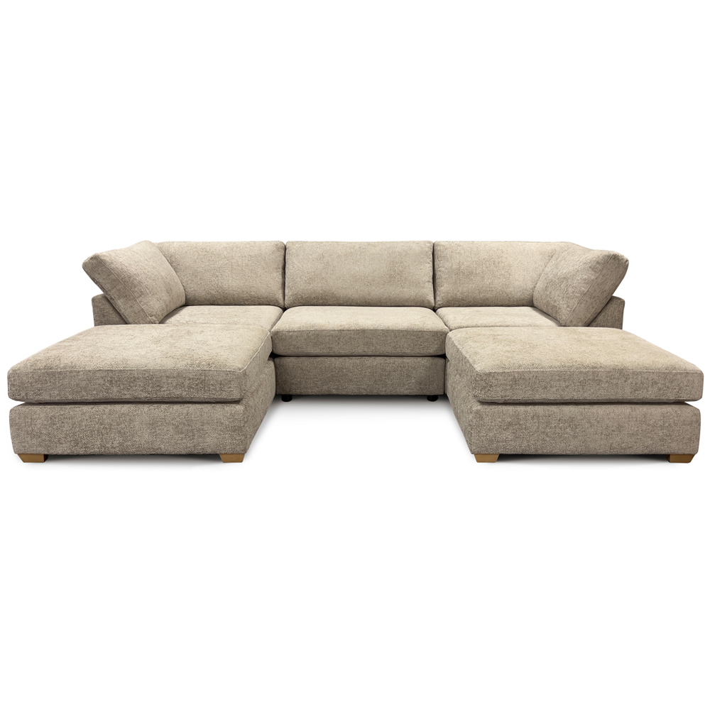 Carina Enzo 5 Seater Stone U-Shape Sofa Image 2