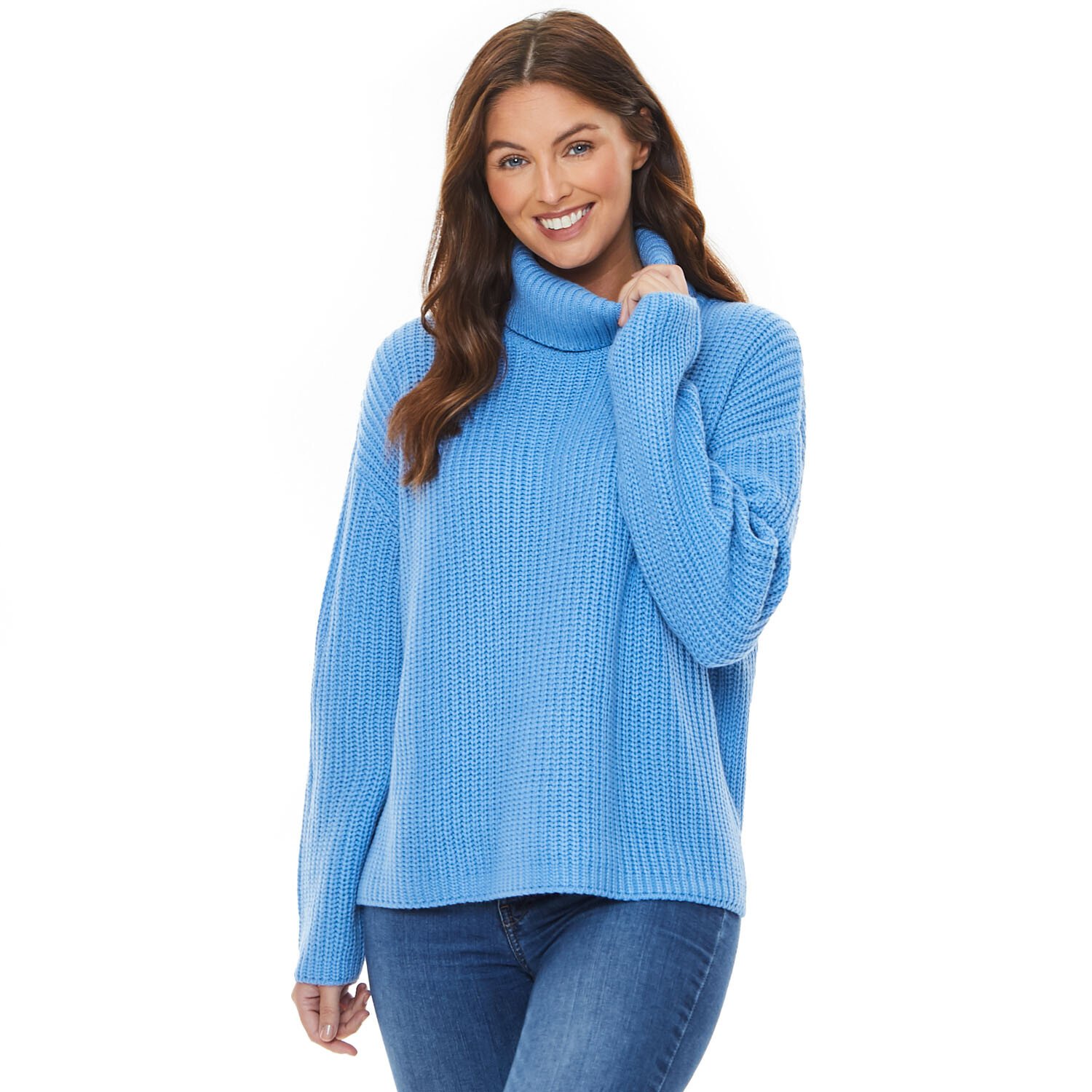 Clara Ladies Knitted Roll Neck Jumper  - Allure Blue / 12 Image 4