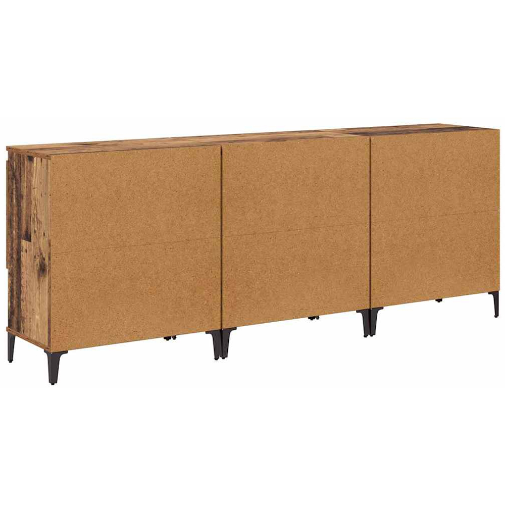 vidaXL 2 Door 2 Shelf Old Wood Compact Sideboard Set of 3 Image 7
