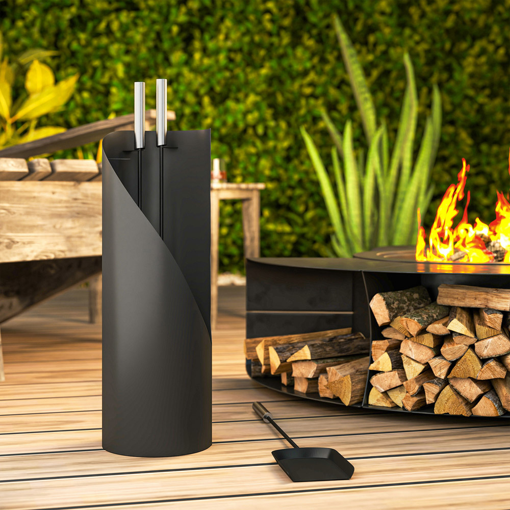 Outsunny 4 Piece Black Metal Fireplace Companion Set Image 4