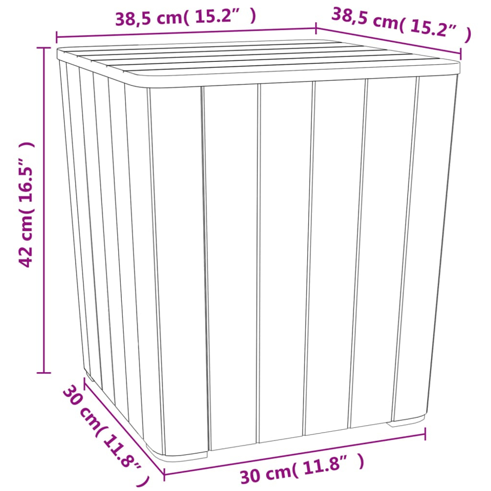 vidaXL Black Polypropylene Garden Table with Storage and Removable Lid Image 7