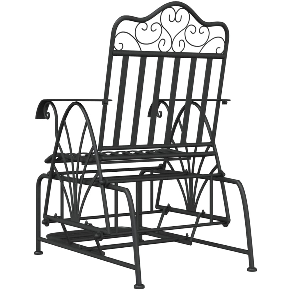 vidaXL Single Seater Black Steel Glider Bench Image 5