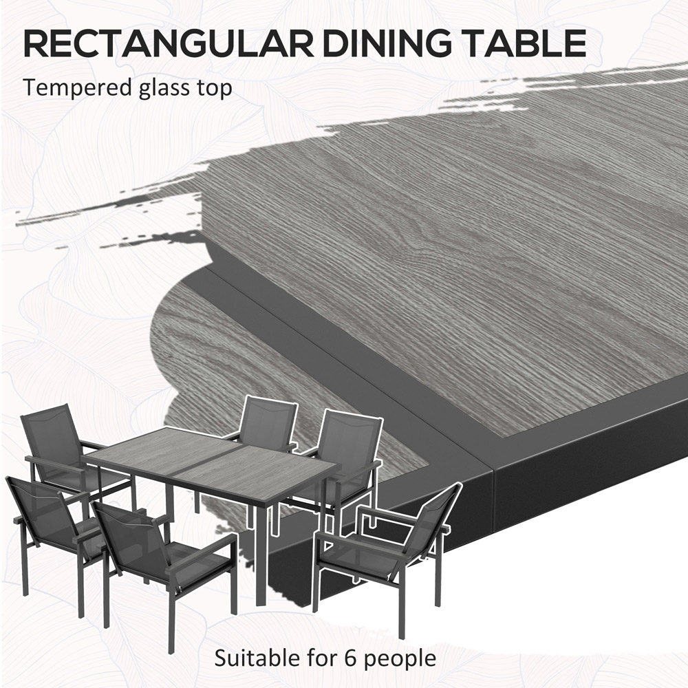 Outsunny 6 Seater Steel Rectangular Garden Dining Set Grey Image 5