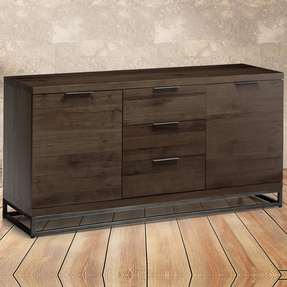 Julian Bowen Brooklyn 2 Door 3 Drawer Dark Oak Sideboard Image 1