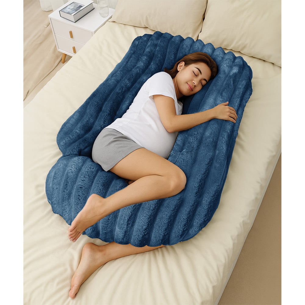 Velosso Navy Jumbo Cord Maternity Pillow 135 x 75cm Image 2