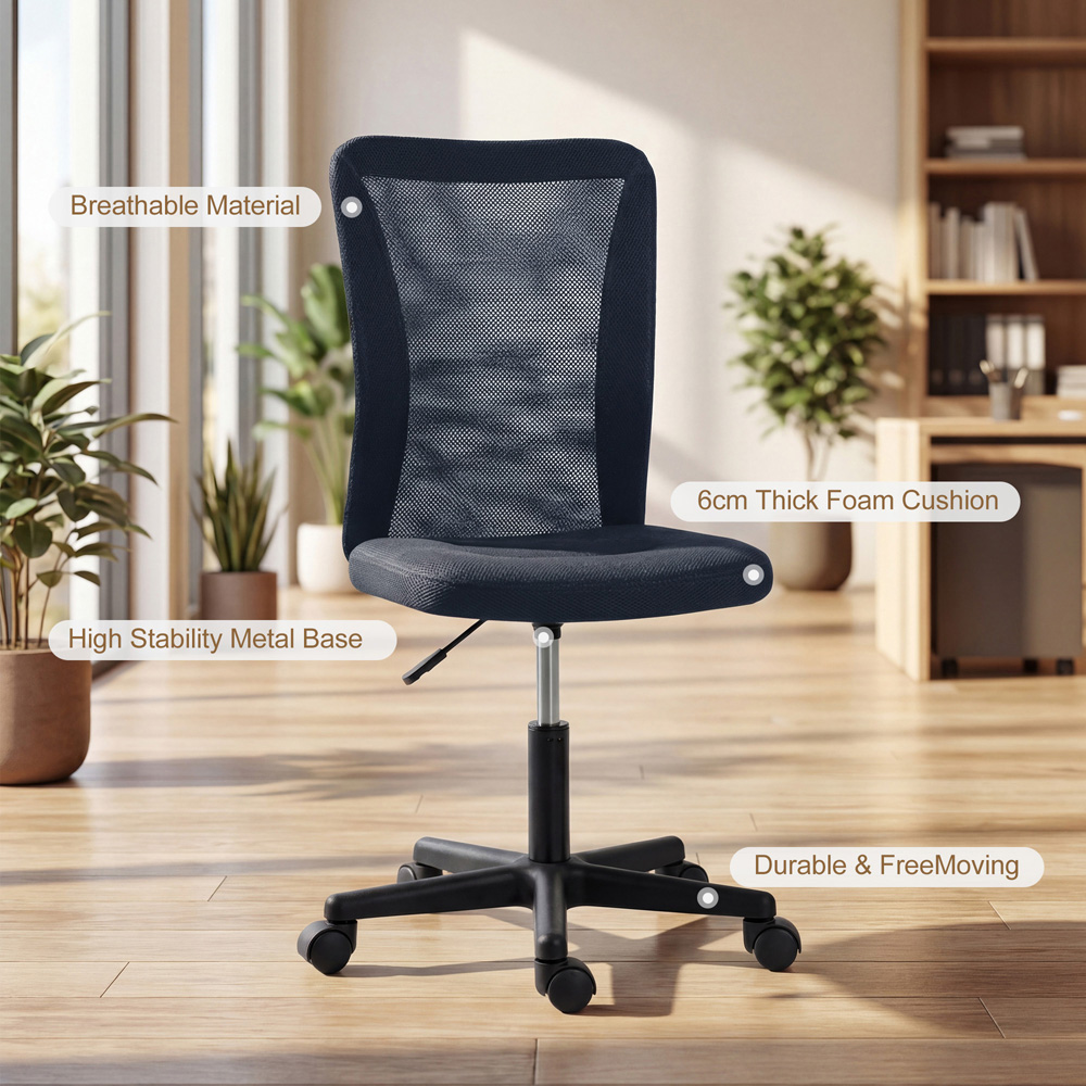 Vinsetto Armless Swivel Office Chair with Adjustable Height Image 7