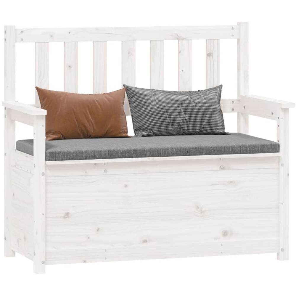 vidaXL White Solid Wood Pine Storage Bench 112.5 x 51.5 x 96.5cm Image 3