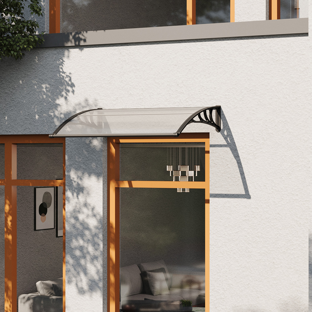 Living and Home Black Door and Window Outdoor Awning with Water Channel 1.5 x 1m Image 8