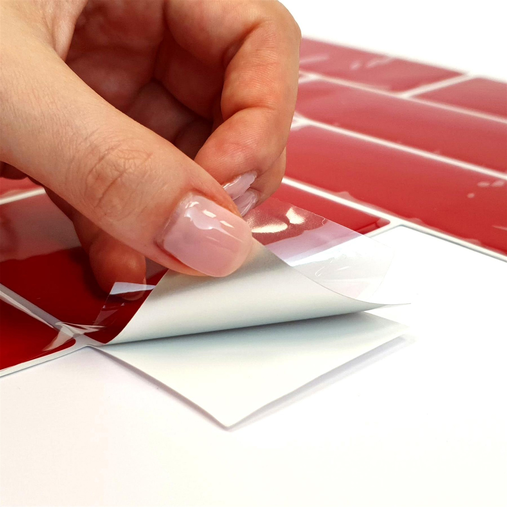 Walplus Cherry Red Retro Glossy 3D Tile Sticker 30.5 x 30.5cm 12 Pack Image 6