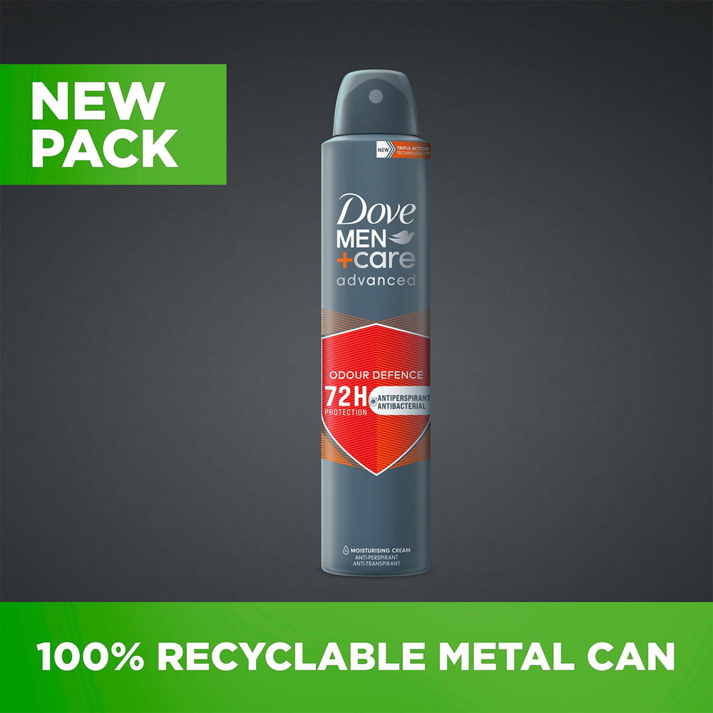 Dove Men+Care Advanced Odour Defence Antibacterial Anti-Perspirant Aerosol 200ml 12 Pack Image 9