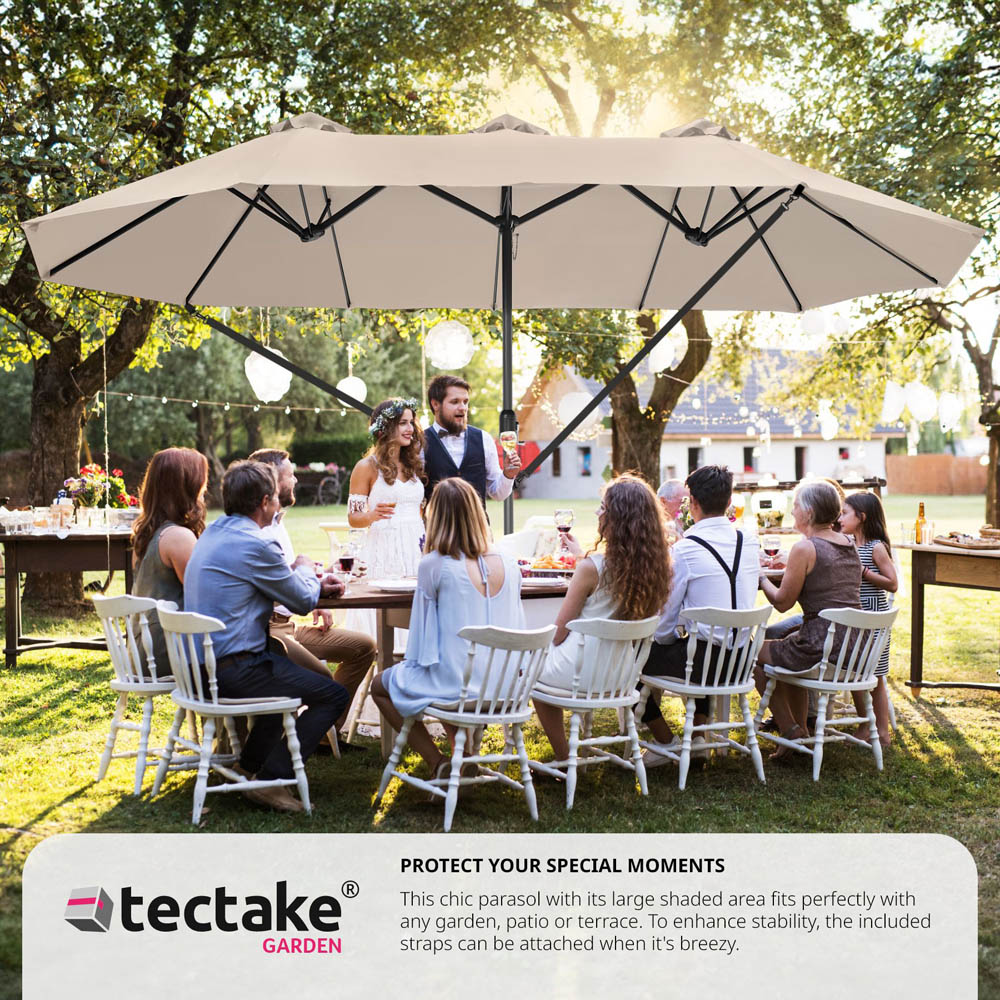 tectake Silia Beige Extra Wide Parasol 4.6 x 2.7m Image 3