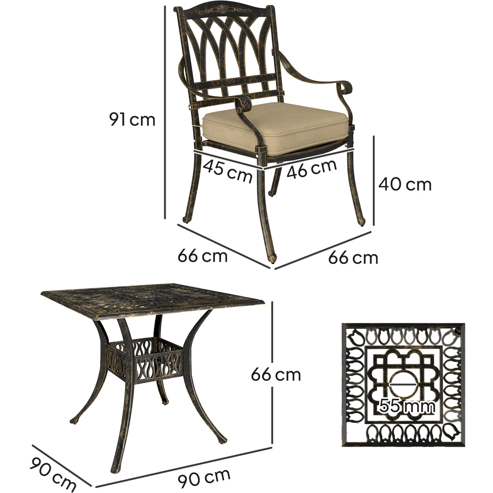 Outsunny 4 Seater Garden Dining Set with Parasol Hole Bronze Image 8