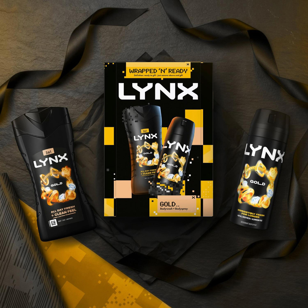 Lynx Gold Men's Body Wash and Body Spray Gift Set 2 Piece Image 3