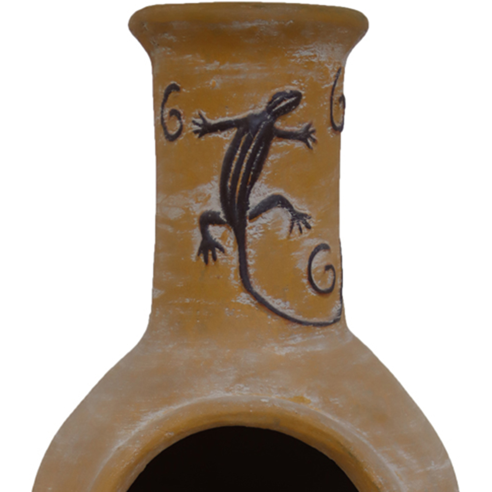Gardeco Iguana Extra Large Yellow and Brown Mexican Chimenea with Stand and Lid Image 2