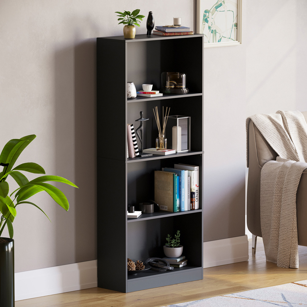 Vida Designs Cambridge 4 Shelf Black Large Bookcase Image 5