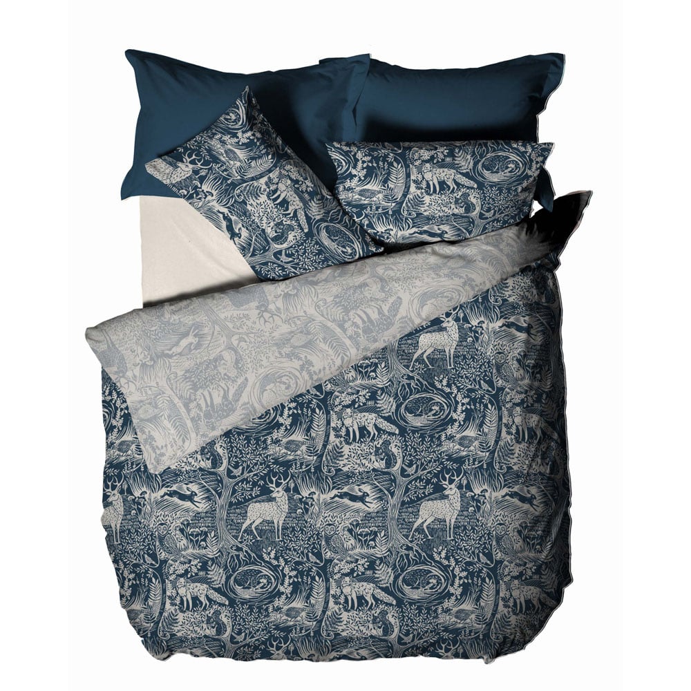 furn. Winter Woods Double Midnight Blue Duvet Set Image 4