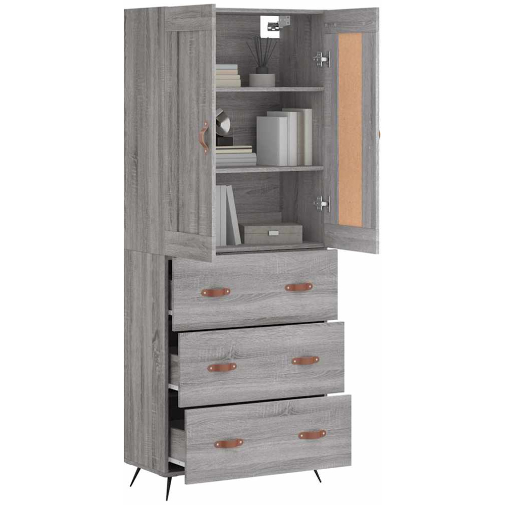 vidaXL 2 Door 3 Drawer Grey Sonoma Highboard Image 3