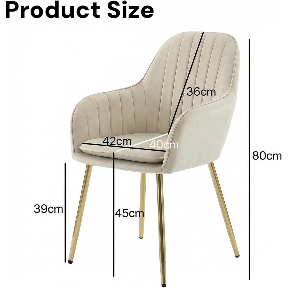 Alivio Set of 2 Cream Velvet Upholstered Dining Chairs Image 9