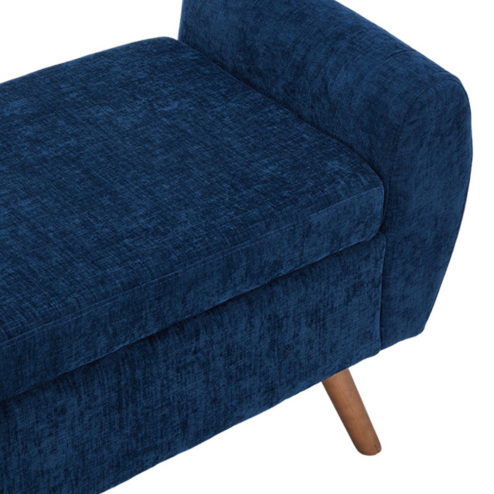 Living and Home Blue Chenille Upholstered Storage Bench Image 4