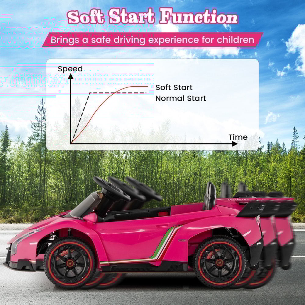 Costway Pink Lamborghini 4WD Kids Ride-On Car Image 6