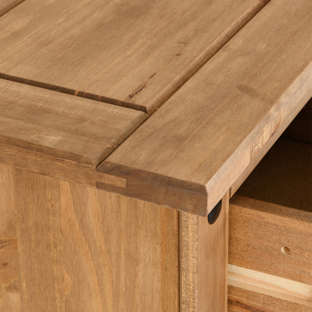 Seconique Corona 5 Drawer Distressed Waxed Pine Narrow Chest of Drawers Image 6