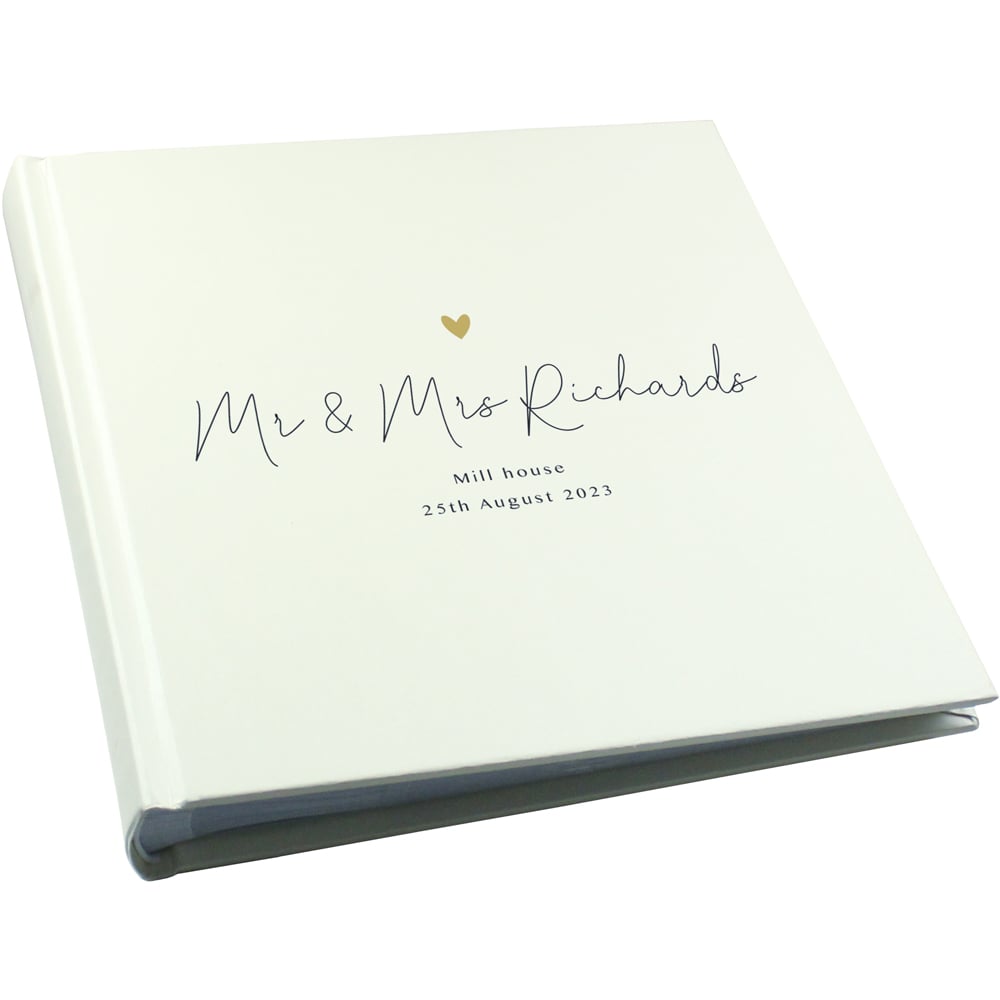Personalised Memento Gold Heart Square Personalised Couples Photo Album Image 1