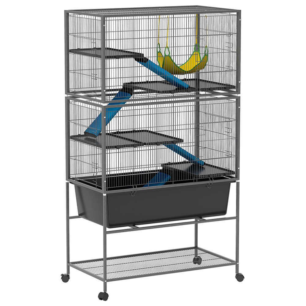 PawHut 5 Level Dark Grey Rolling Small Animal Cage Image 1