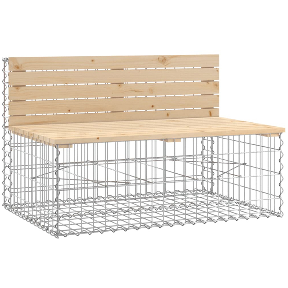 vidaXL 6 Seater Natural Solid Wood Pine Gabion Garden Bench Image 4