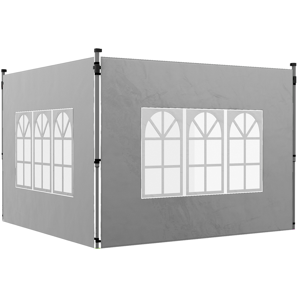 Outsunny Grey Replacement Gazebo Side Panel with Window 2 Pack Image 2