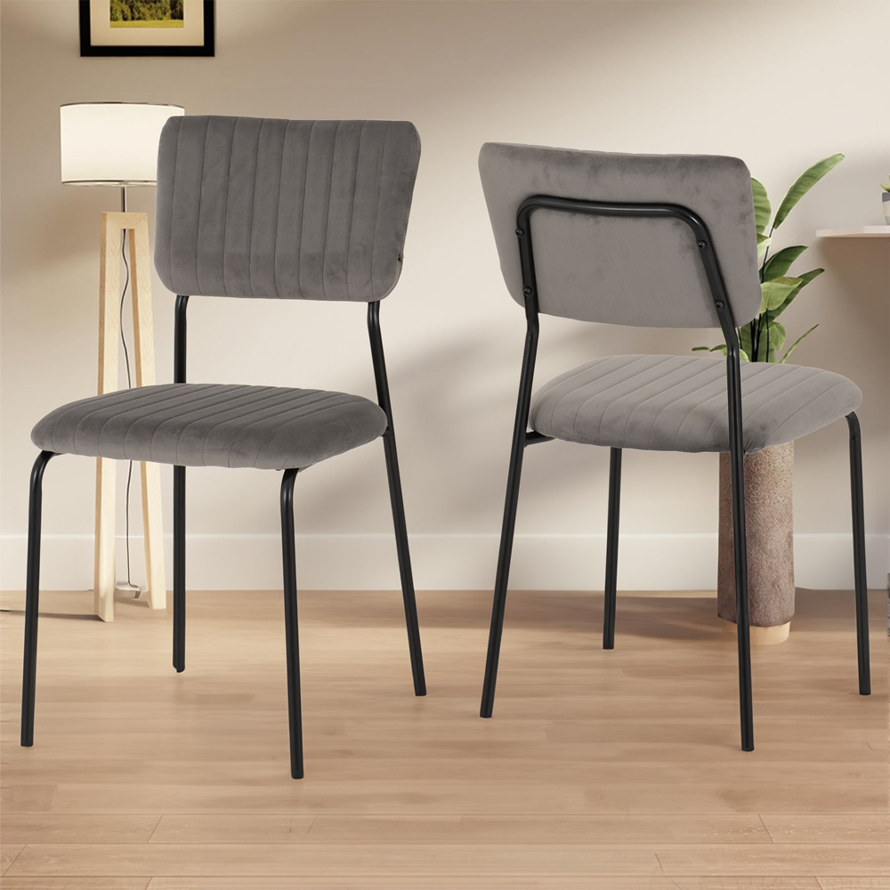 Seconique Sheldon Set of 4 Grey Velvet Fabric Dining Chair Image 1