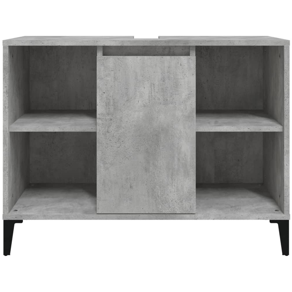 vidaXL Single Door 4 Shelf Concrete Grey Washbasin Cabinet Image 5