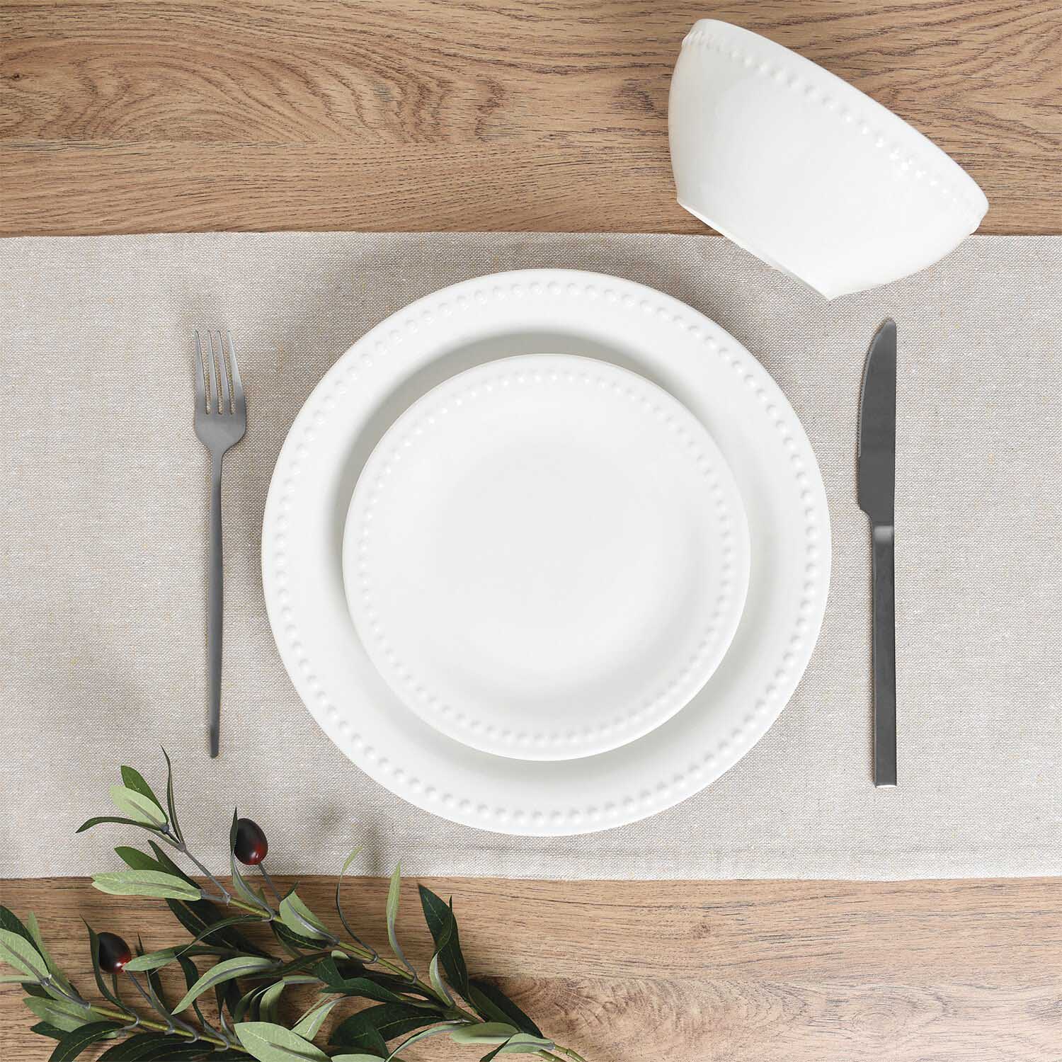 12 Piece Vintage Pearl Dinner Set - White Image 4