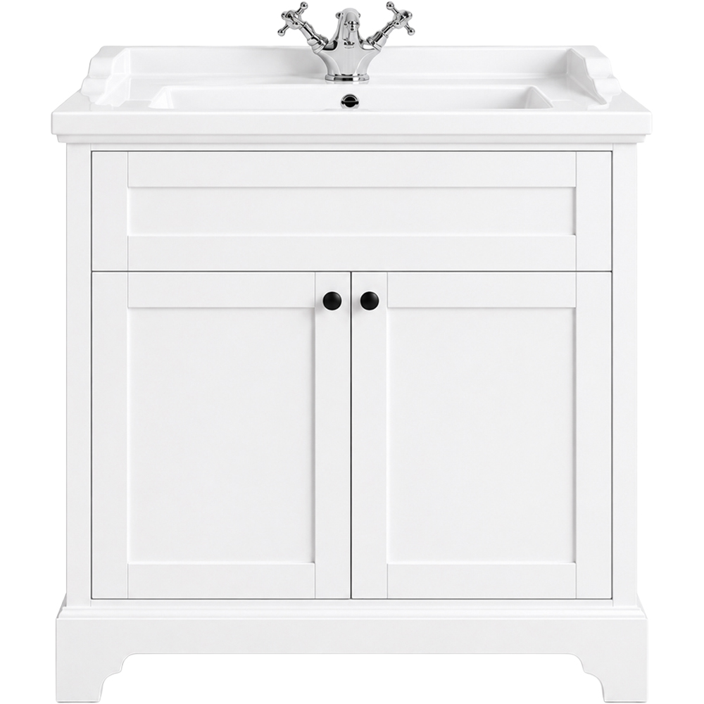 Go Bathrooms Arundel 2 Door Matt White Traditional Floorstanding Vanity Unit 800mm Image 2