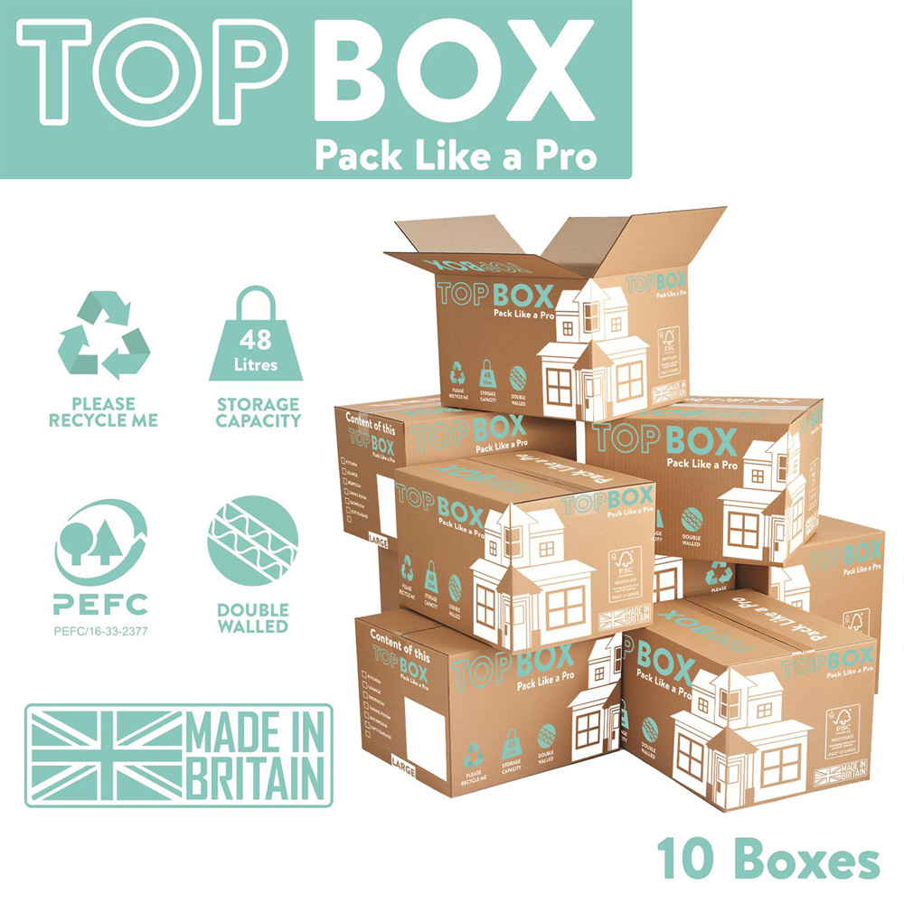 Topbox 48L Large Double Walled Moving and Storage Boxes 10 Pack Image 4
