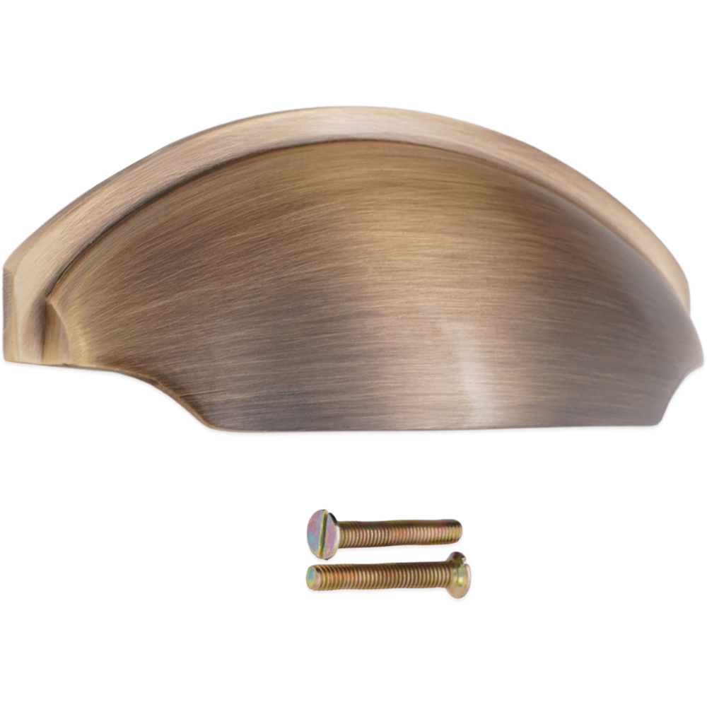 Spira Brass Tulip Antique Brass Cup Pull Drawer Handle Image 4