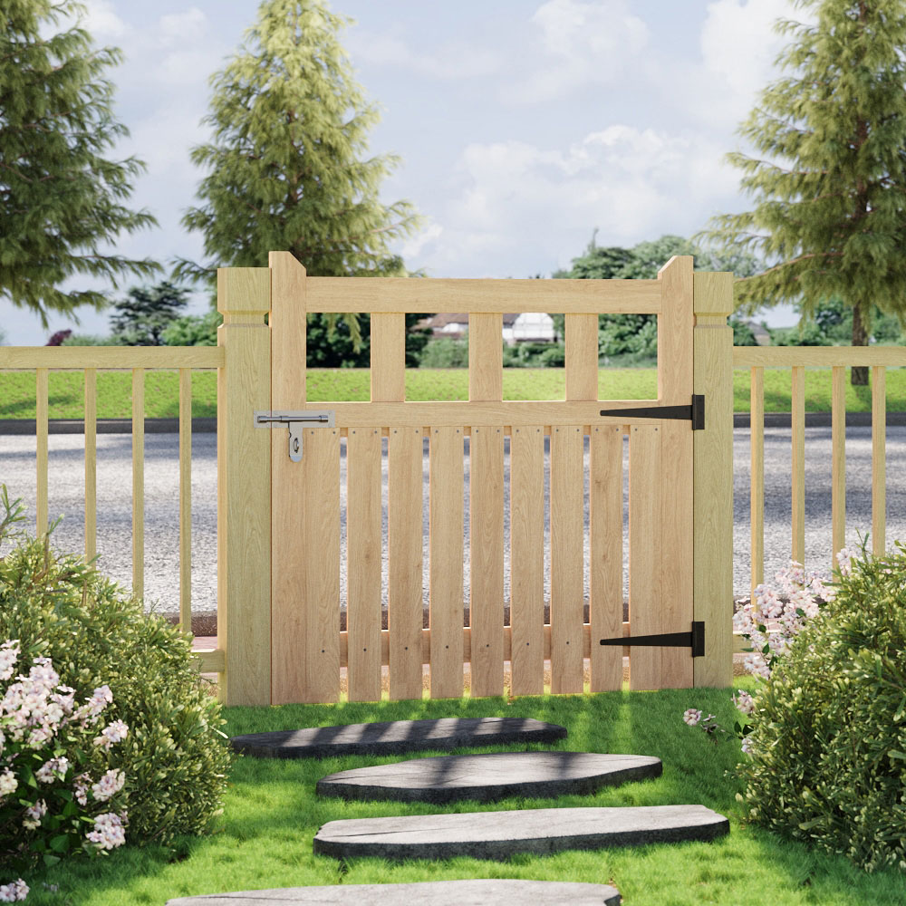 Outdoor Minimalist Nature Wooden Straight-Corner Garden Fence Door, 90 x 90 x 2.5cm Image 2