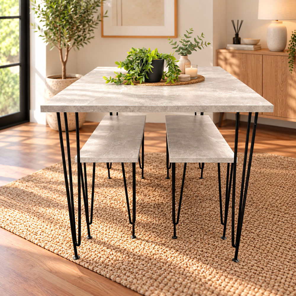 Kosy Koala 4 Seater Wood Rectangular Dining Bench Set Grey Image 3