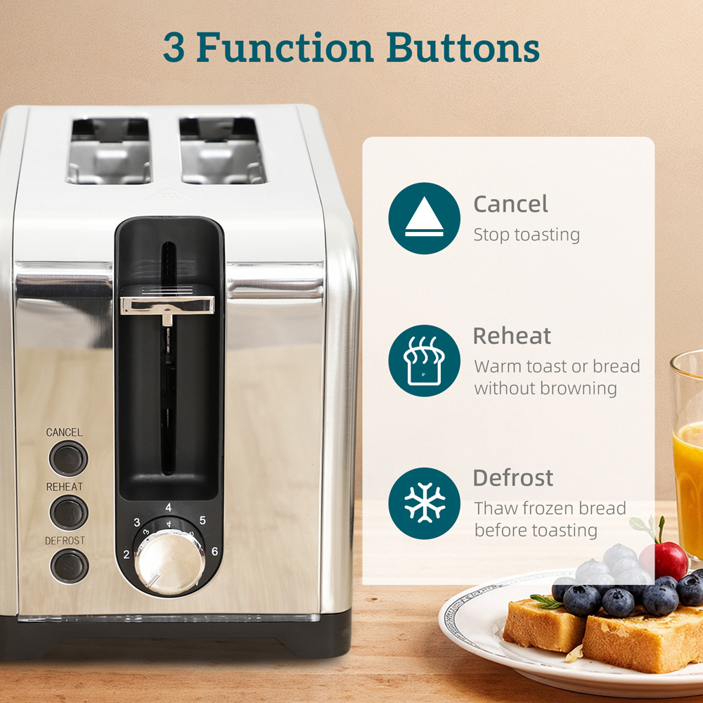 HOMCOM 800-285V70SR Silver Tone Rapid Boil 1.7L Jug Kettle and 2 Slice Toaster Set Image 6
