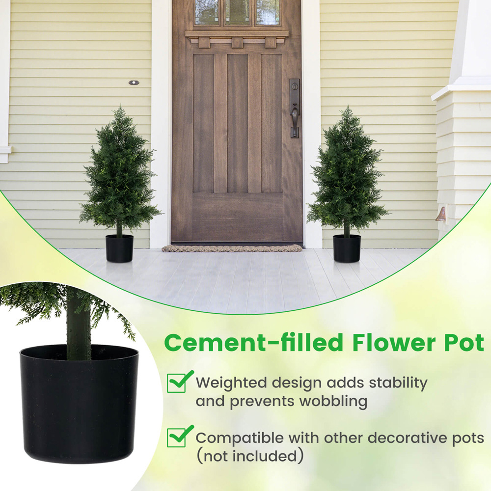 Costway Cedar Topiary Tree Artificial Plant In Pot 2.6ft Image 7