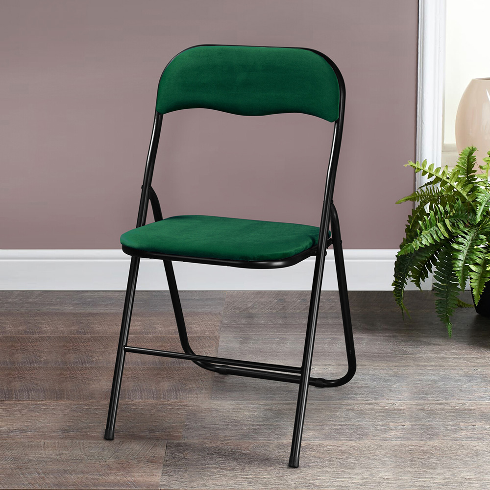 Emerald Velvet Touch Steel Folding Chair Image 2