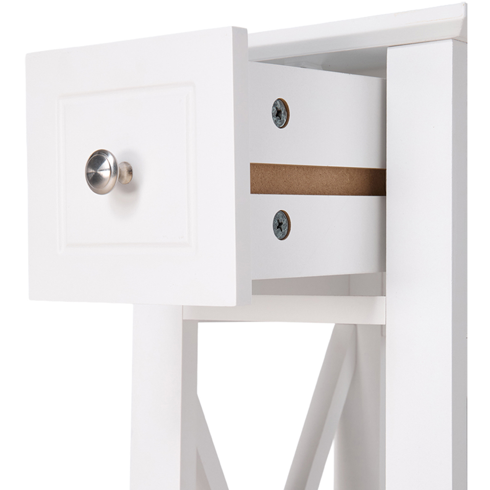 Living and Home Single Drawer Single Shelf White Bedside Table Image 3