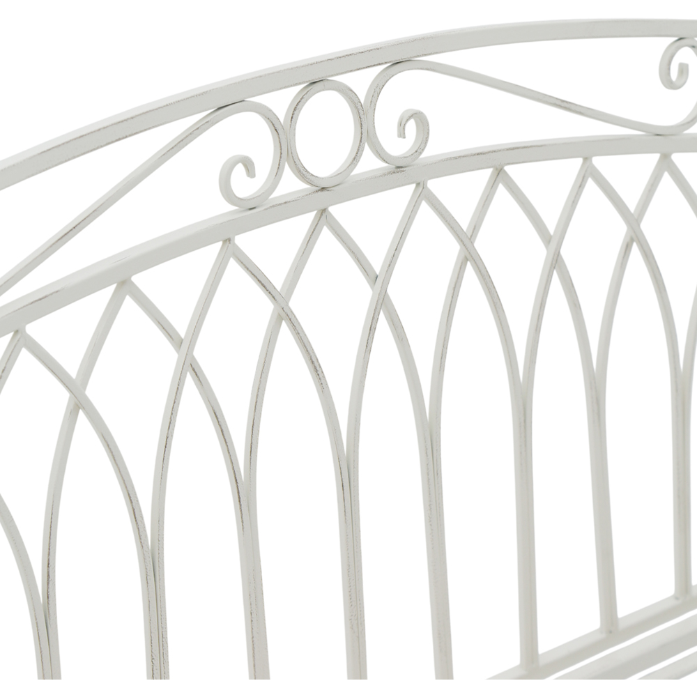 Charles Bentley 2 Seater Antique White Decorative Rustic Metal Garden Bench Image 6
