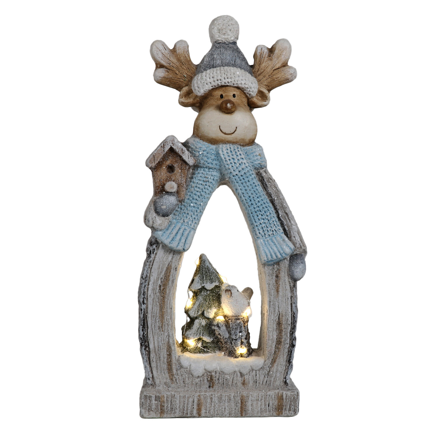 Single Alpine Lodge Magnesia Natural LED Santa Deer Ornament in Assorted styles Image 2