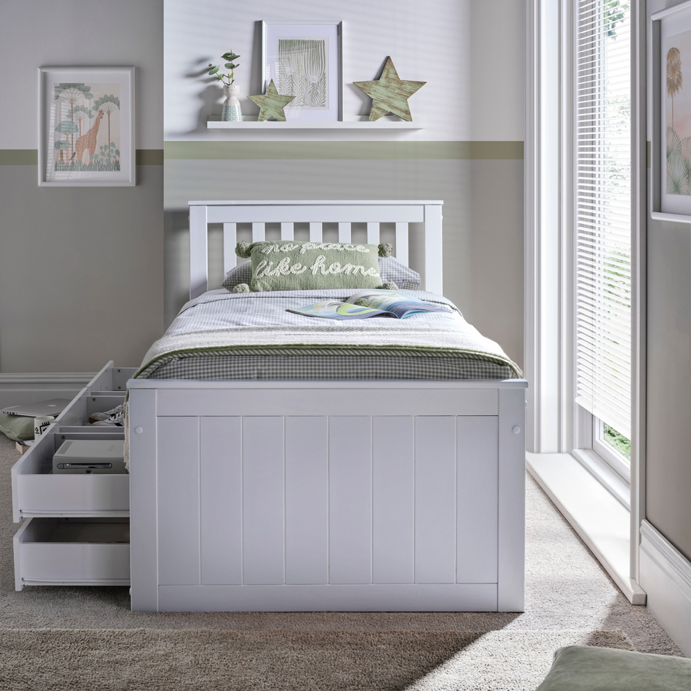 Bedmaster Nova 6 Drawer White Storage Bed with Memory Foam Mattress Image 3