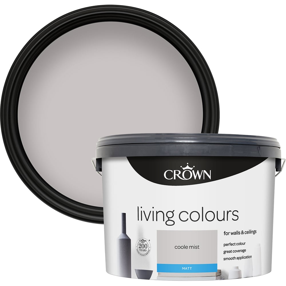 Crown Living Colours Walls and Ceilings Coole Mist Matt Emulsion Paint 10L Image 1