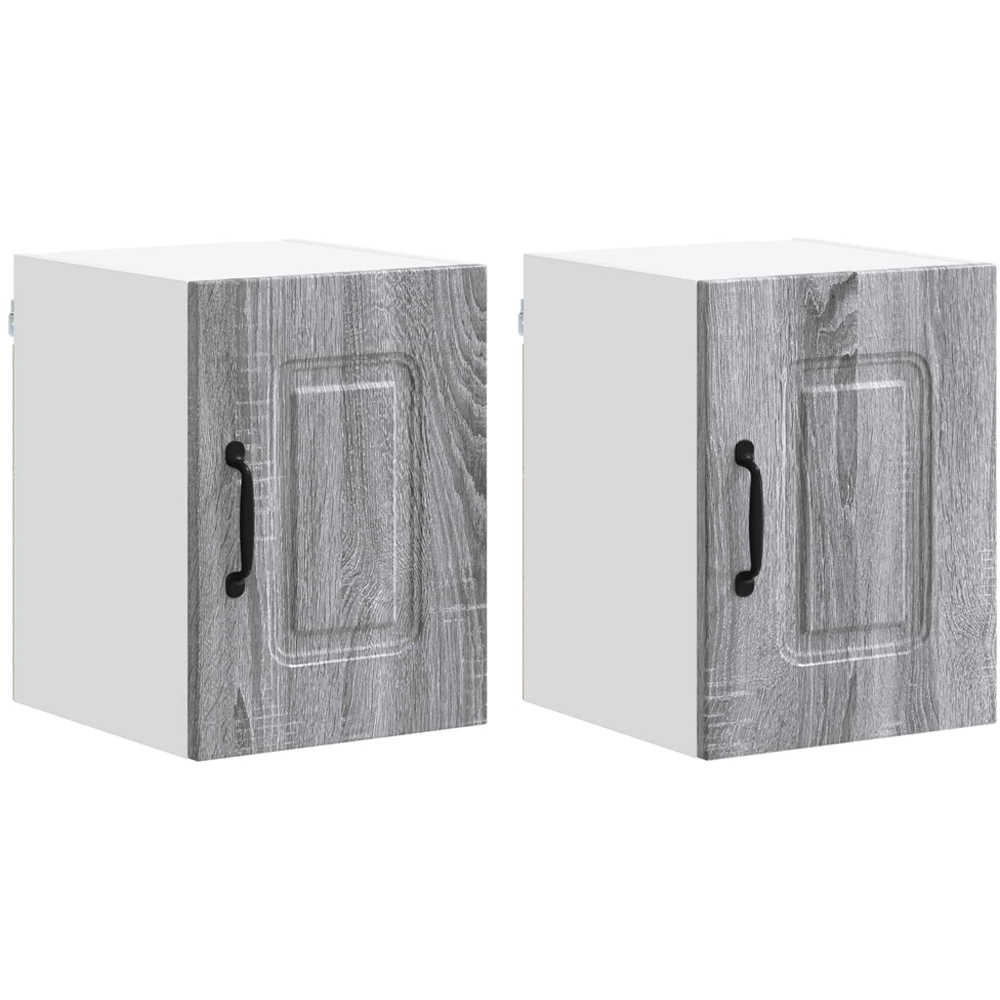 vidaXL Kalmar Single Door Grey Sonoma Wall Mounted Kitchen Cabinet Set of 2 Image 8