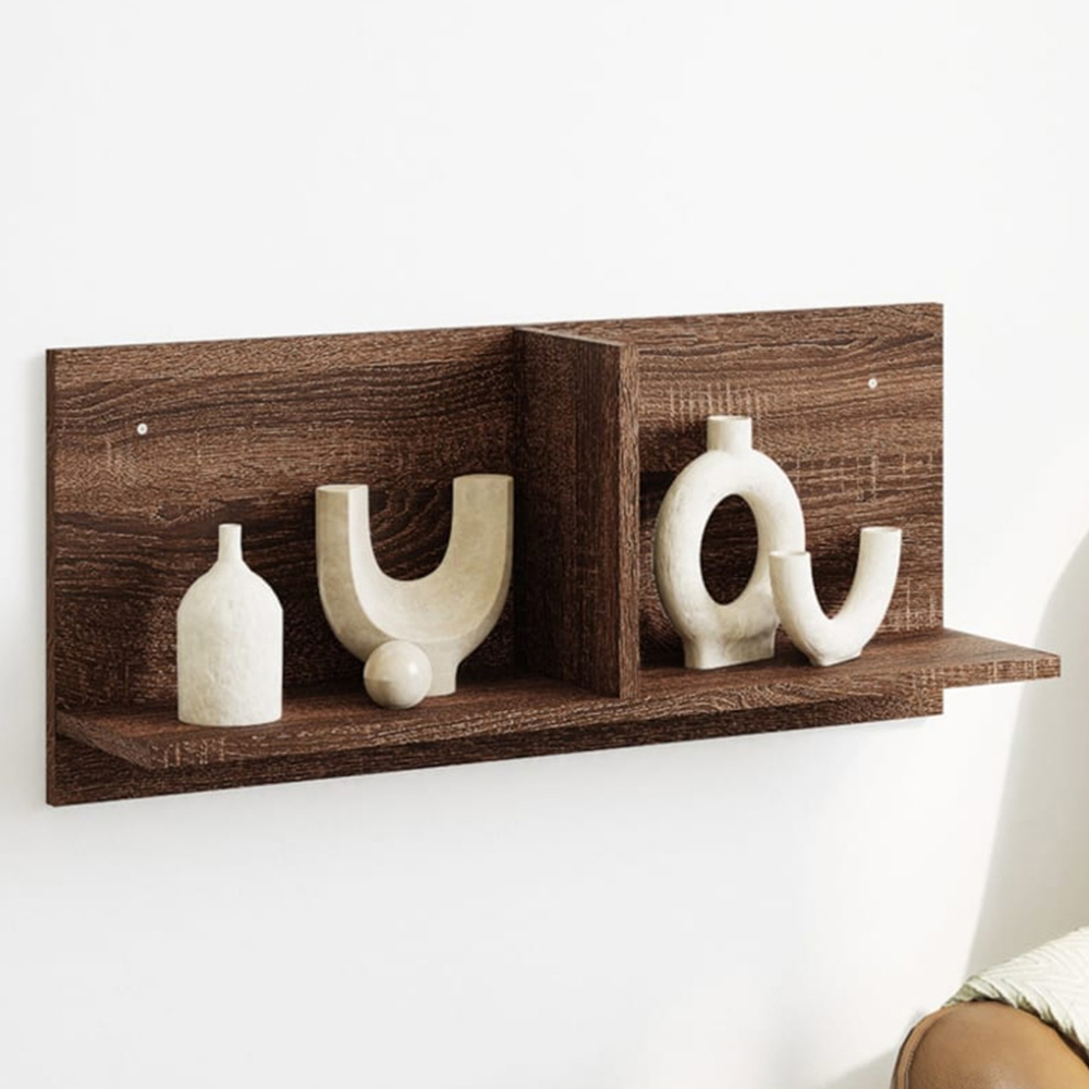 vidaXL 70 x 16.5 x 30cm Brown Wall Shelf Image 1