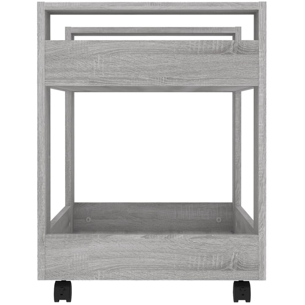 vidaXL 2 Shelf Grey Sonoma Wooden Desk Trolley Image 6